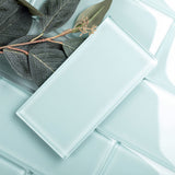 Giorbello Classic Premium Baby Blue 6-in x 12-in Glossy Glass Subway Wall Tile (5-sq. ft/ Carton)