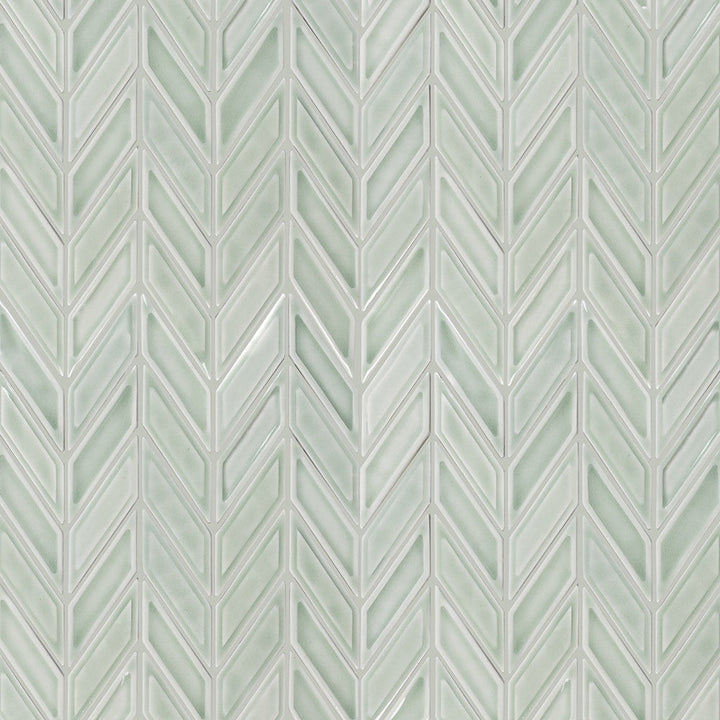 Boutique Portofino Sage Green 11-in x 12-in Glazed Ceramic Patterned Chevron Mosaic Wall Tile product image