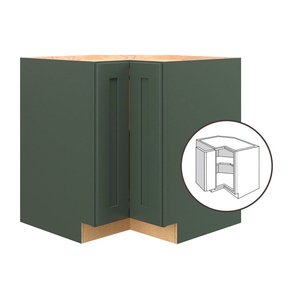 allen + roth Galway 33-in W x 34.5-in H x 24-in D Sage Diagonal Corner Base Fully Assembled Cabinet (Flat Panel Shaker Style)