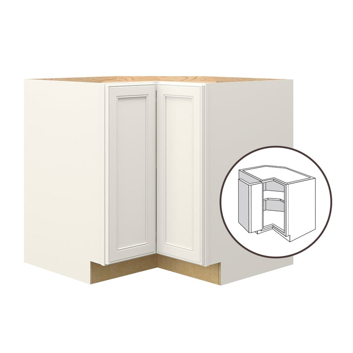 allen + roth McKeller 36-in W x 34.5-in H x 24-in D Linen Diagonal Corner Base Fully Assembled Cabinet (Flat Panel Mitered Style)