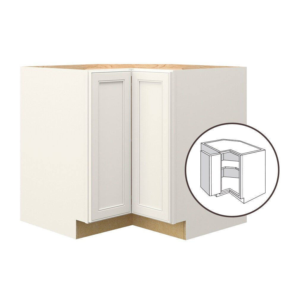 allen + roth McKeller 36-in W x 34.5-in H x 24-in D Linen Diagonal Corner Base Fully Assembled Cabinet (Flat Panel Square Style)