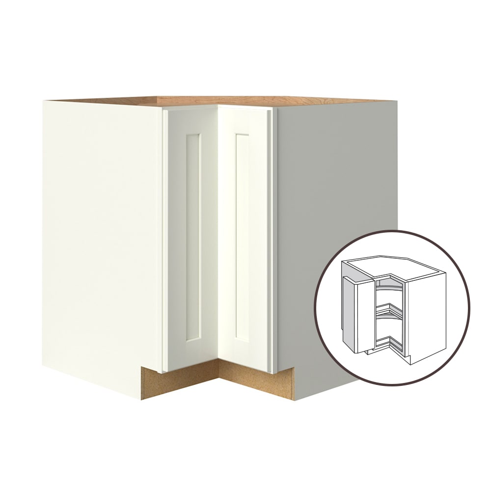 allen + roth Aveley 33-in W x 34.5-in H x 24-in D Linen Lazy Susan Corner Base Fully Assembled Cabinet (Flat Panel Shaker Style)