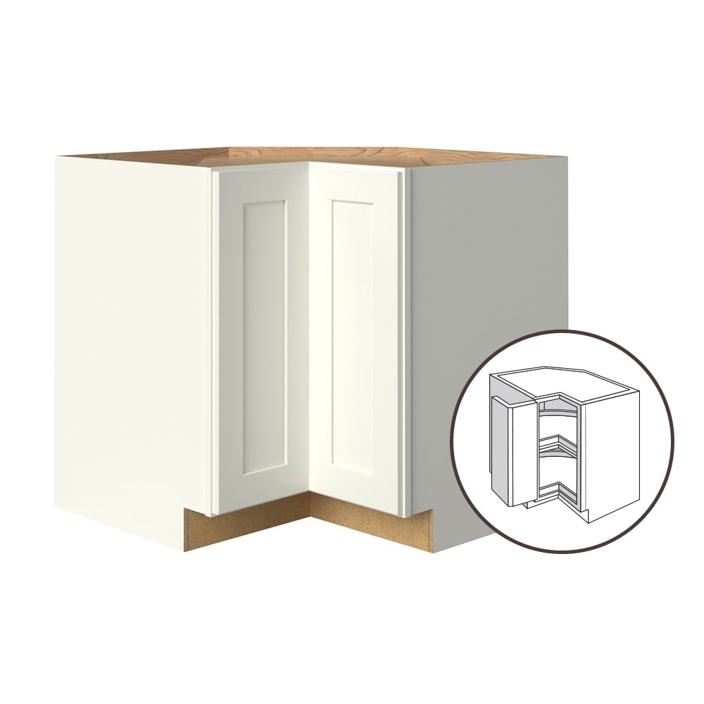 allen + roth Aveley 36-in W x 34.5-in H x 24-in D Linen Lazy Susan Corner Base Fully Assembled Cabinet (Flat Panel Shaker Style)