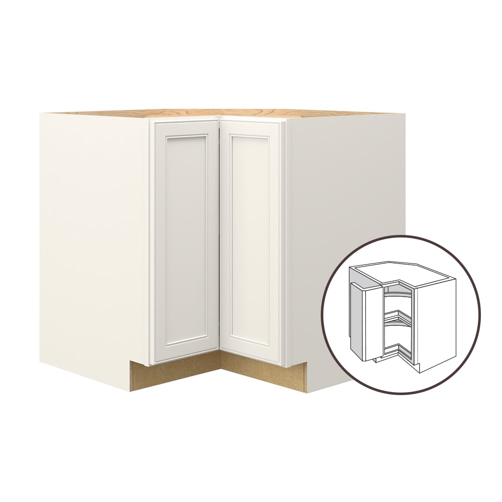 allen + roth McKeller 36-in W x 34.5-in H x 24-in D Linen Lazy Susan Corner Base Fully Assembled Cabinet (Flat Panel Mitered Style)