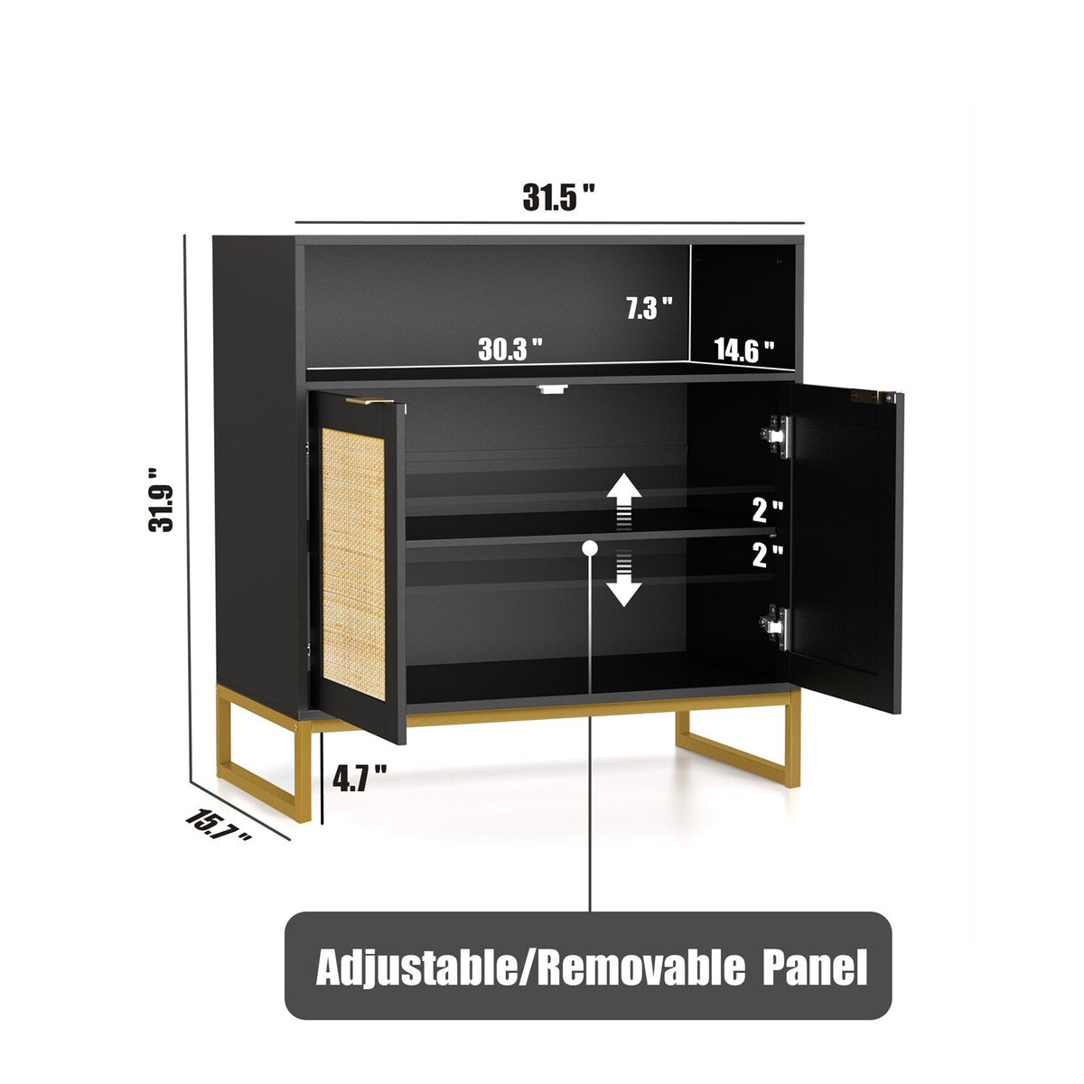 Delarpo H0068 31.5-in W x 31.9-in H Mdf Black Freestanding Utility Storage Cabinet