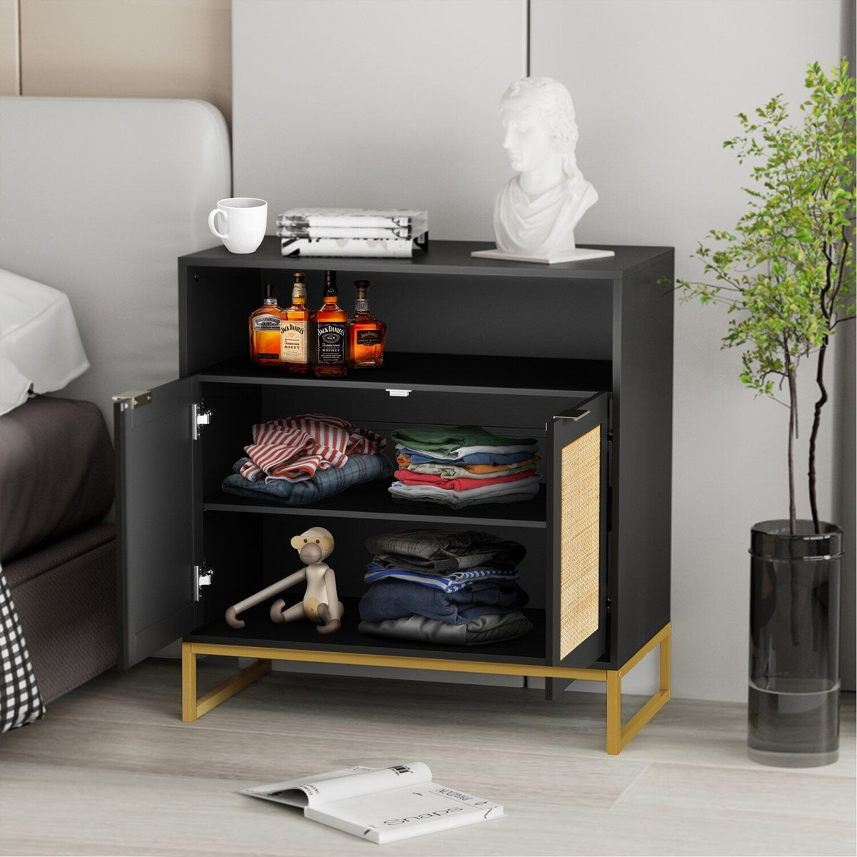 Delarpo H0068 31.5-in W x 31.9-in H Mdf Black Freestanding Utility Storage Cabinet