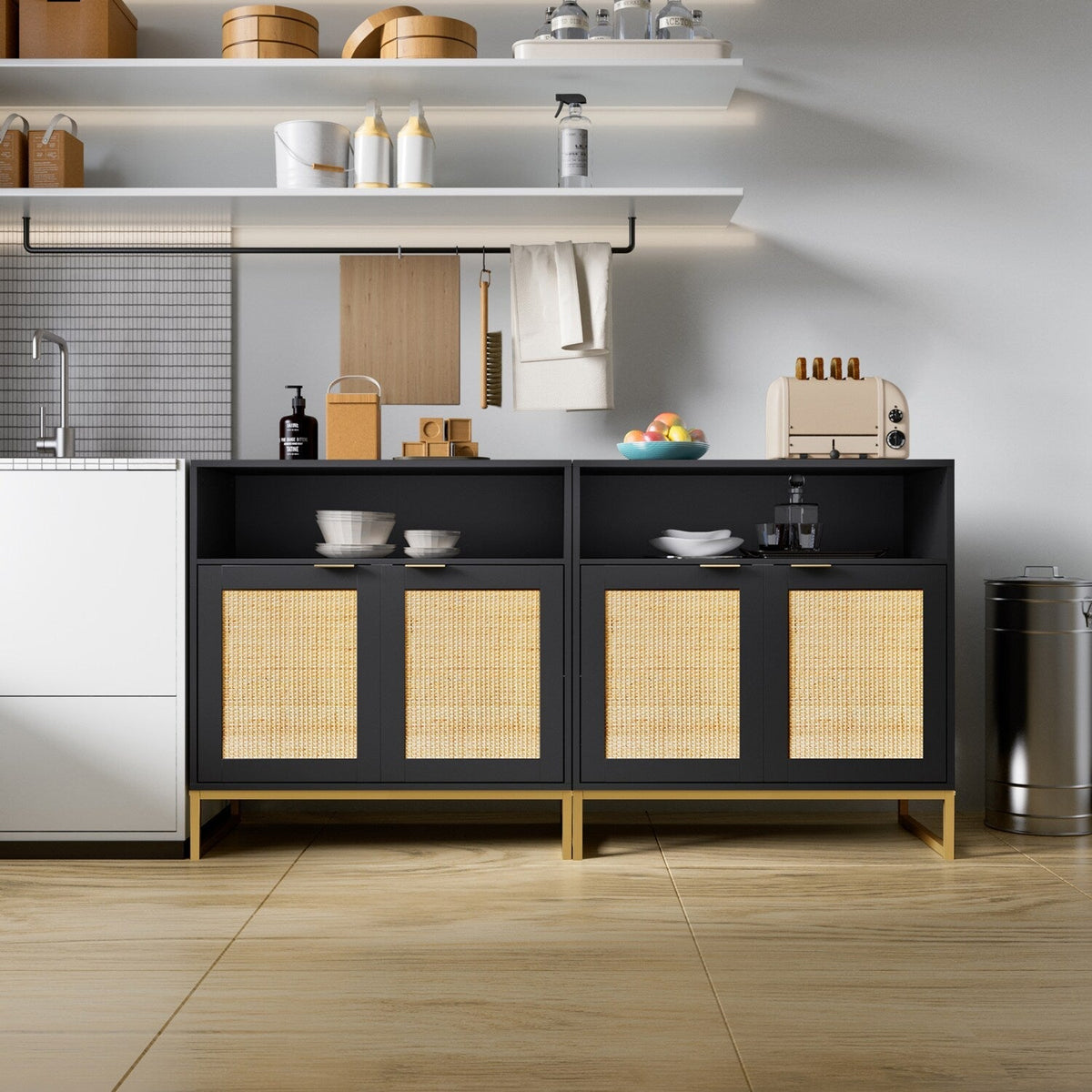 Delarpo H0068 31.5-in W x 31.9-in H Mdf Black Freestanding Utility Storage Cabinet