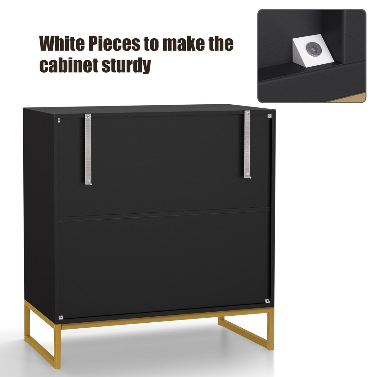 Delarpo H0068 31.5-in W x 31.9-in H Mdf Black Freestanding Utility Storage Cabinet