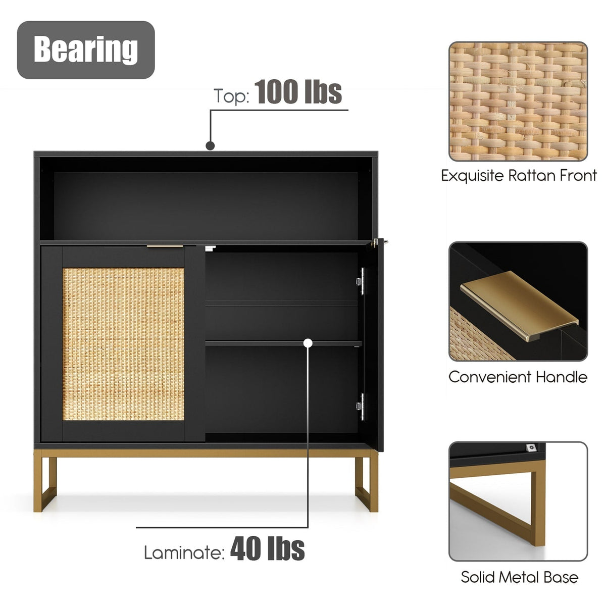 Delarpo H0068 31.5-in W x 31.9-in H Mdf Black Freestanding Utility Storage Cabinet