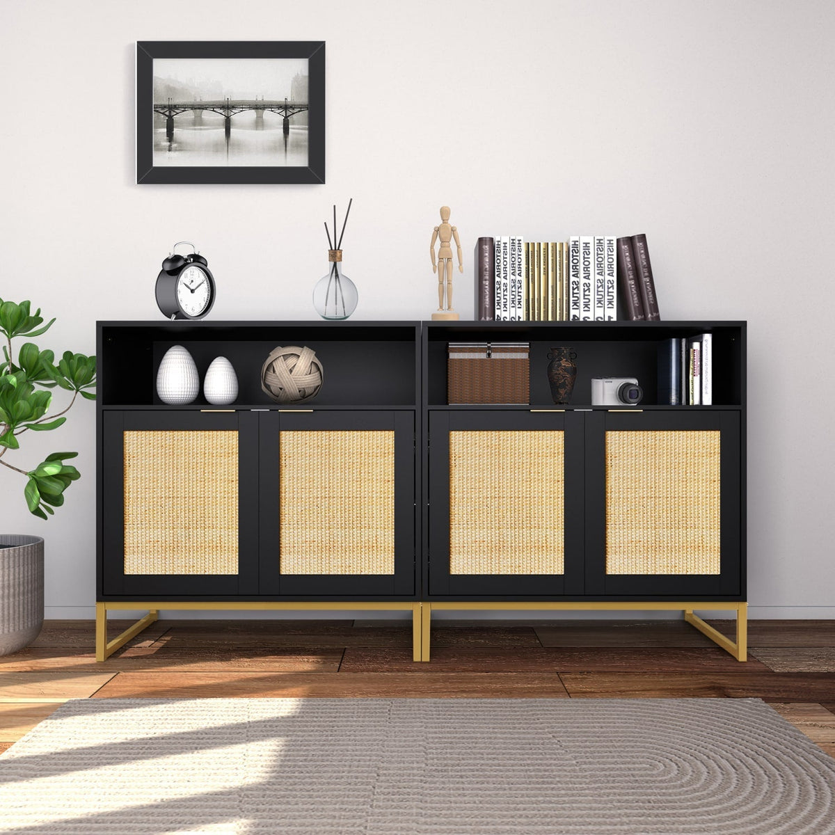 Delarpo H0068 31.5-in W x 31.9-in H Mdf Black Freestanding Utility Storage Cabinet