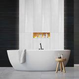 Giorbello (Sample) Spazio Lazer White/Matte 4-in x 12-in Matte Porcelain Floor and Wall Tile