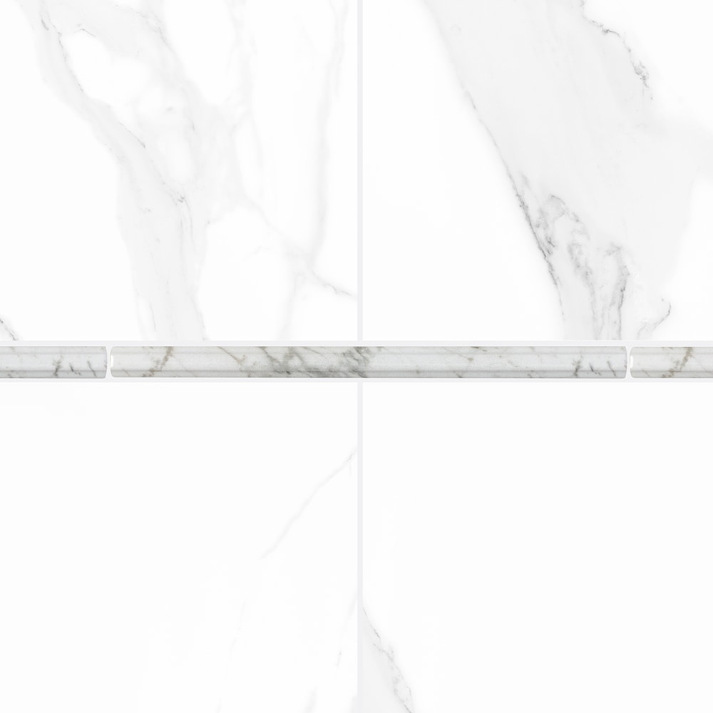 Boutique Marble Look Trim Arabascato liner 3/4-in x 12-in Glazed Ceramic Marble look Floor and Wall Tile product image