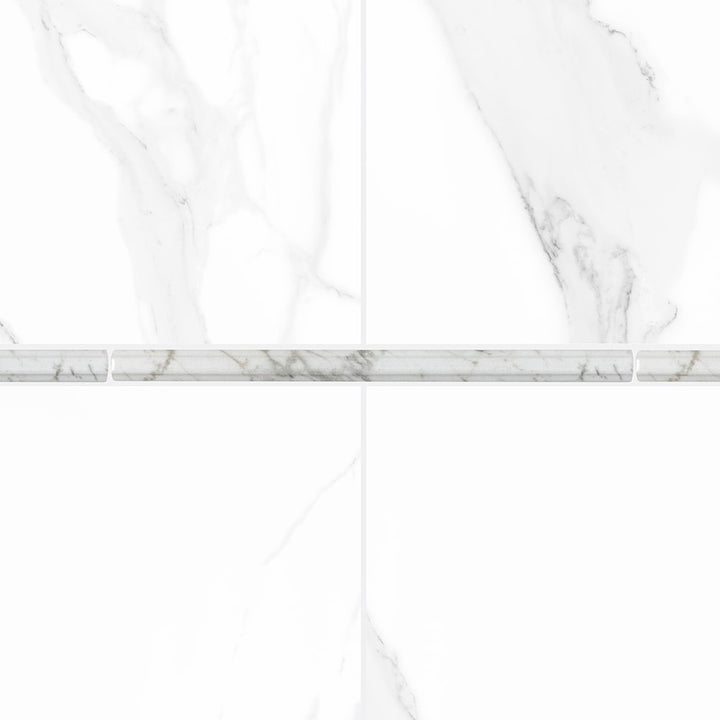 Boutique Marble Look Trim Arabascato liner 3/4-in x 12-in Glazed Ceramic Marble look Floor and Wall Tile product image