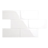 Giorbello Classic Premium Alabaster White 6-in x 12-in Glossy Glass Subway Wall Tile (5-sq. ft/ Carton)