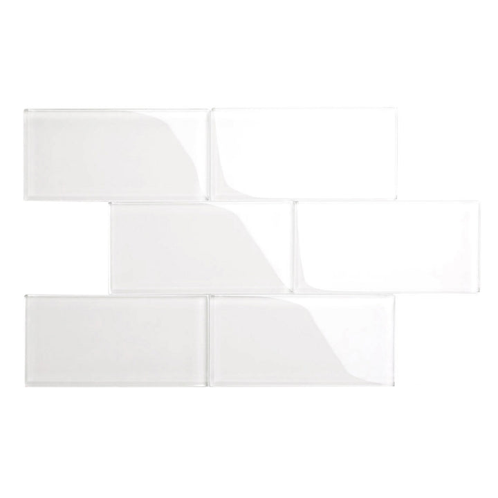 Giorbello Classic Premium Alabaster White 6-in x 12-in Glossy Glass Subway Wall Tile (5-sq. ft/ Carton)