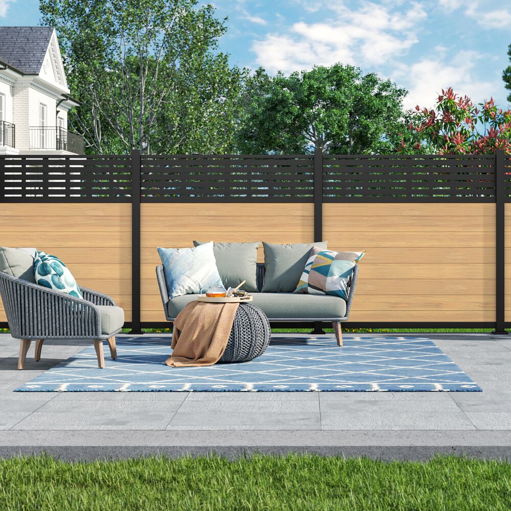 Freedom Alloy Mixed Material 8-ft H x 3-in W Matte Black Aluminum Privacy Line Fence Post
