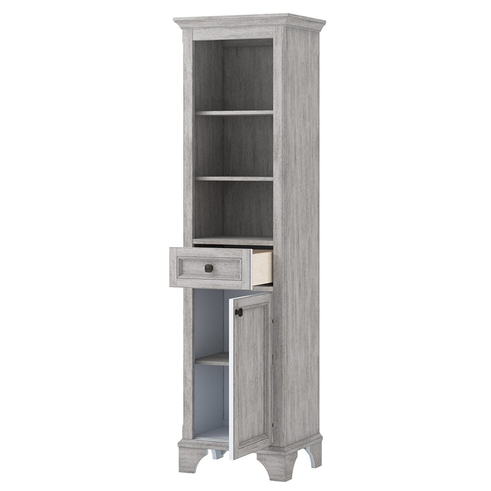 CRAFT + MAIN Ellery 19-in x 70-in x 15-in Vintage Grey Wood Freestanding Soft Close Linen Cabinet