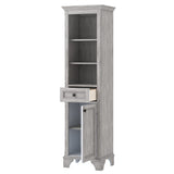 CRAFT + MAIN Ellery 19-in x 70-in x 15-in Vintage Grey Wood Freestanding Soft Close Linen Cabinet