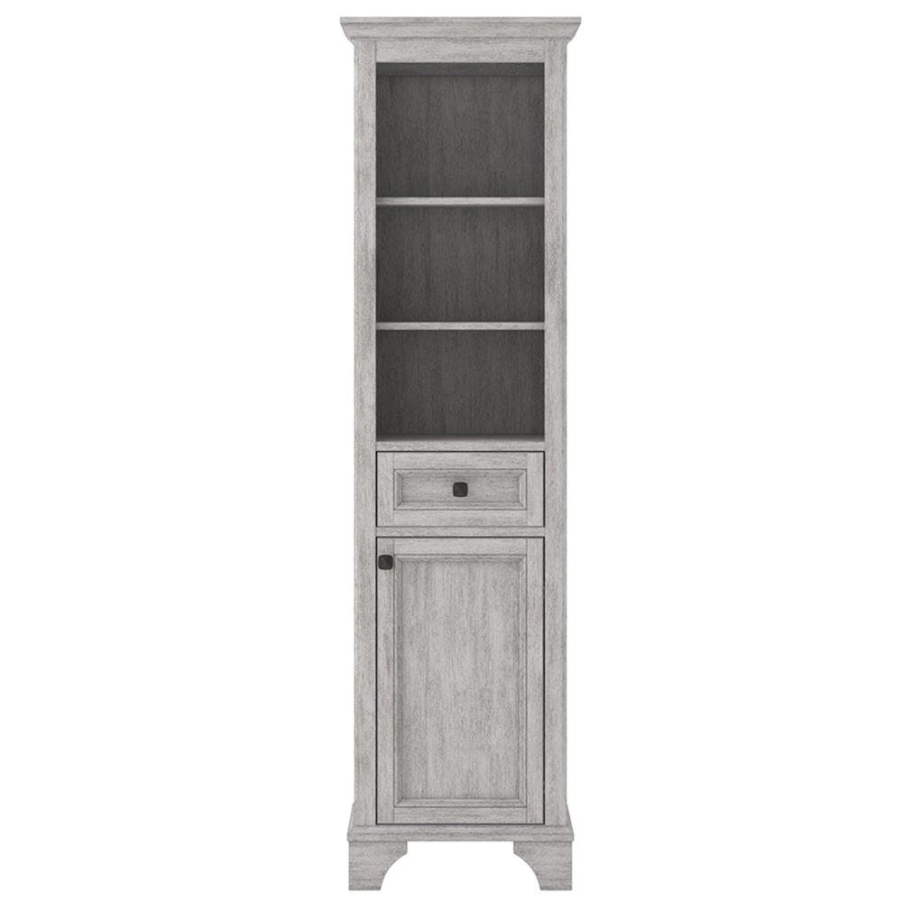 CRAFT + MAIN Ellery 19-in x 70-in x 15-in Vintage Grey Wood Freestanding Soft Close Linen Cabinet