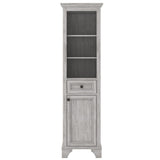 CRAFT + MAIN Ellery 19-in x 70-in x 15-in Vintage Grey Wood Freestanding Soft Close Linen Cabinet