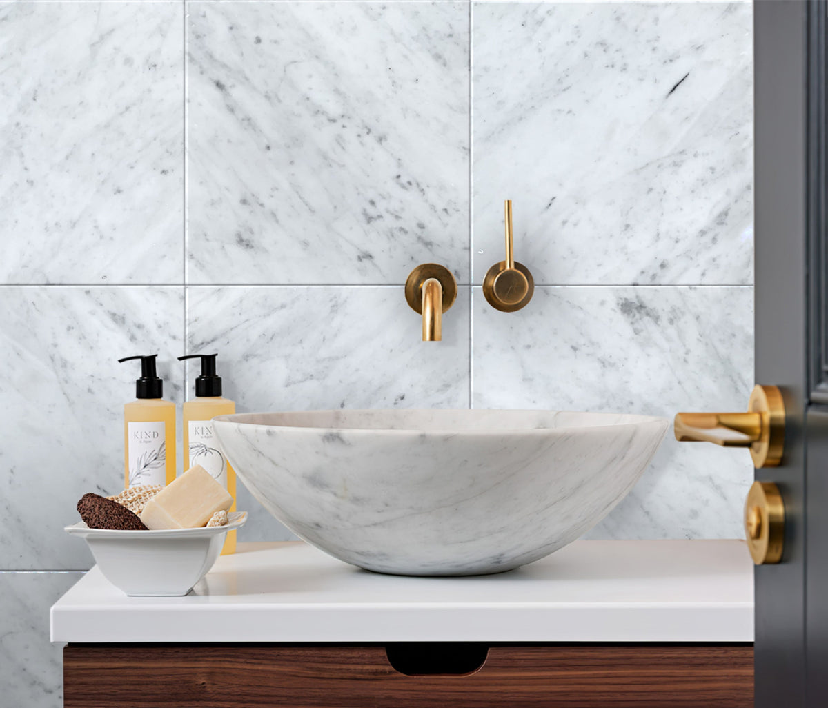 Apollo Tile (Sample) Wall White 4-in x 4-in Honed Marble Look Wall Tile