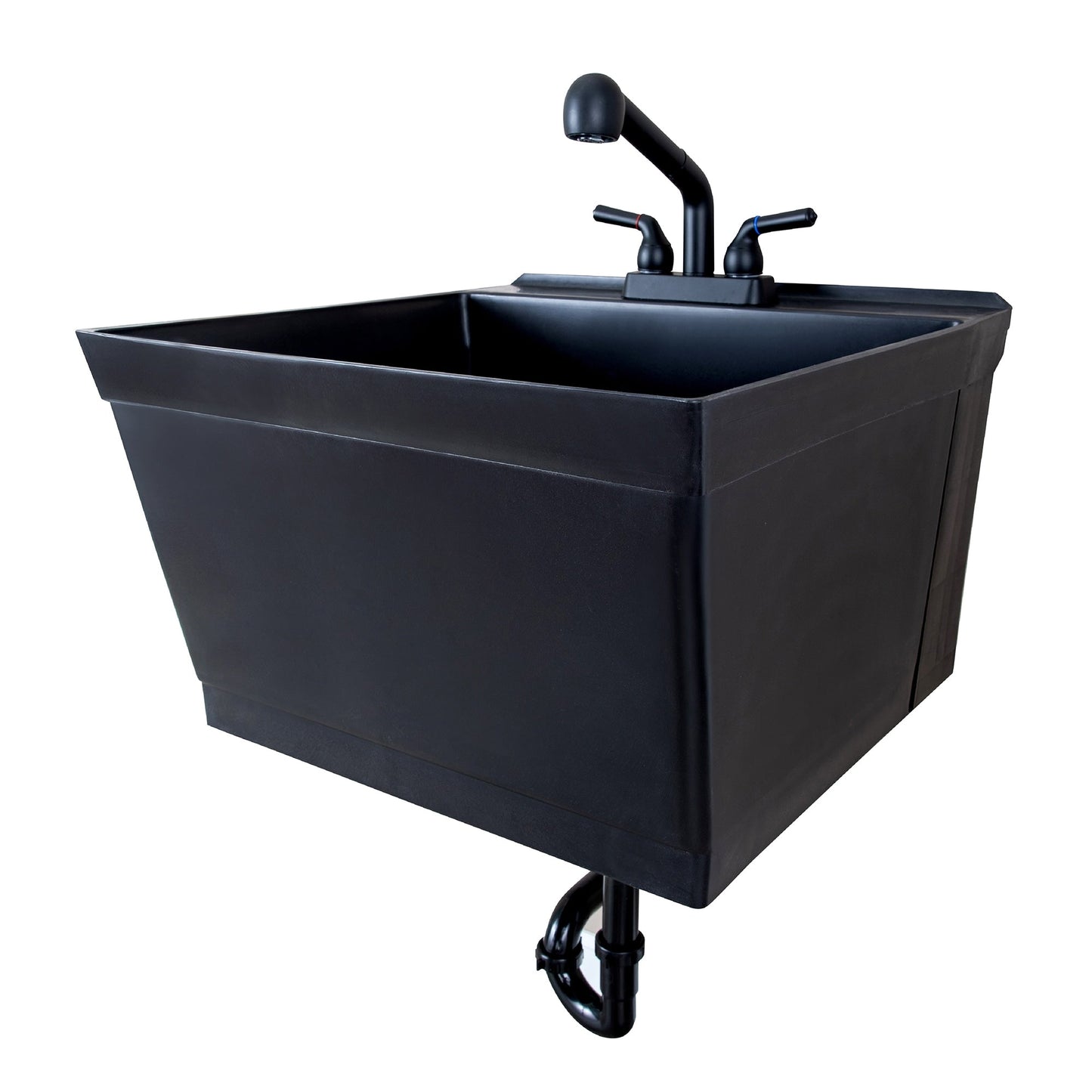 Cambridge Resources 23.5-in Black Wall Mount Utility Tub with Faucet