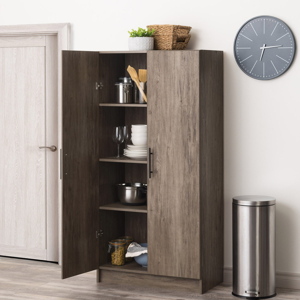 Prepac Elite 32-in W x 65-in H Wood Composite Drifted Gray Freestanding Utility Storage Cabinet