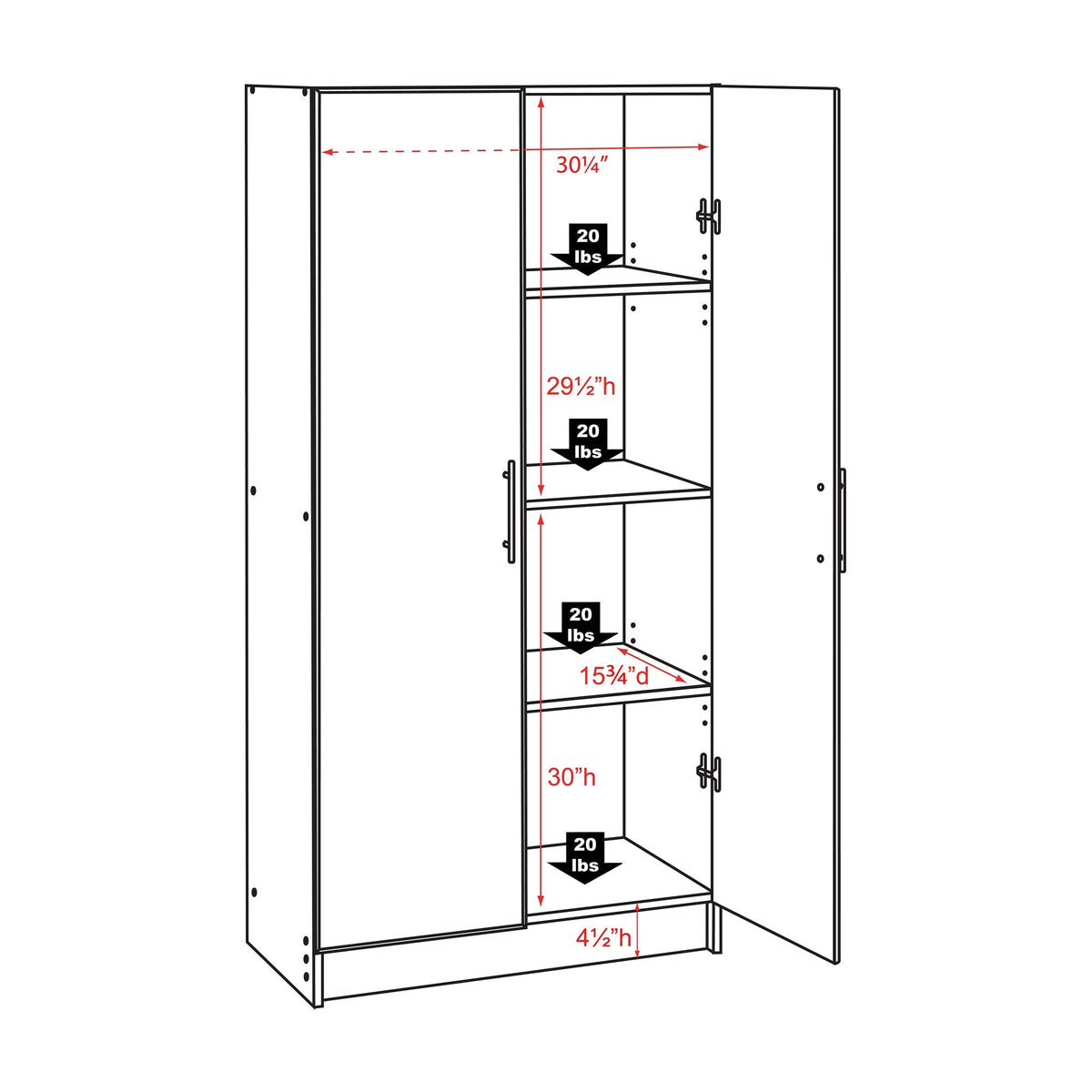 Prepac Elite 32-in W x 65-in H Wood Composite Drifted Gray Freestanding Utility Storage Cabinet