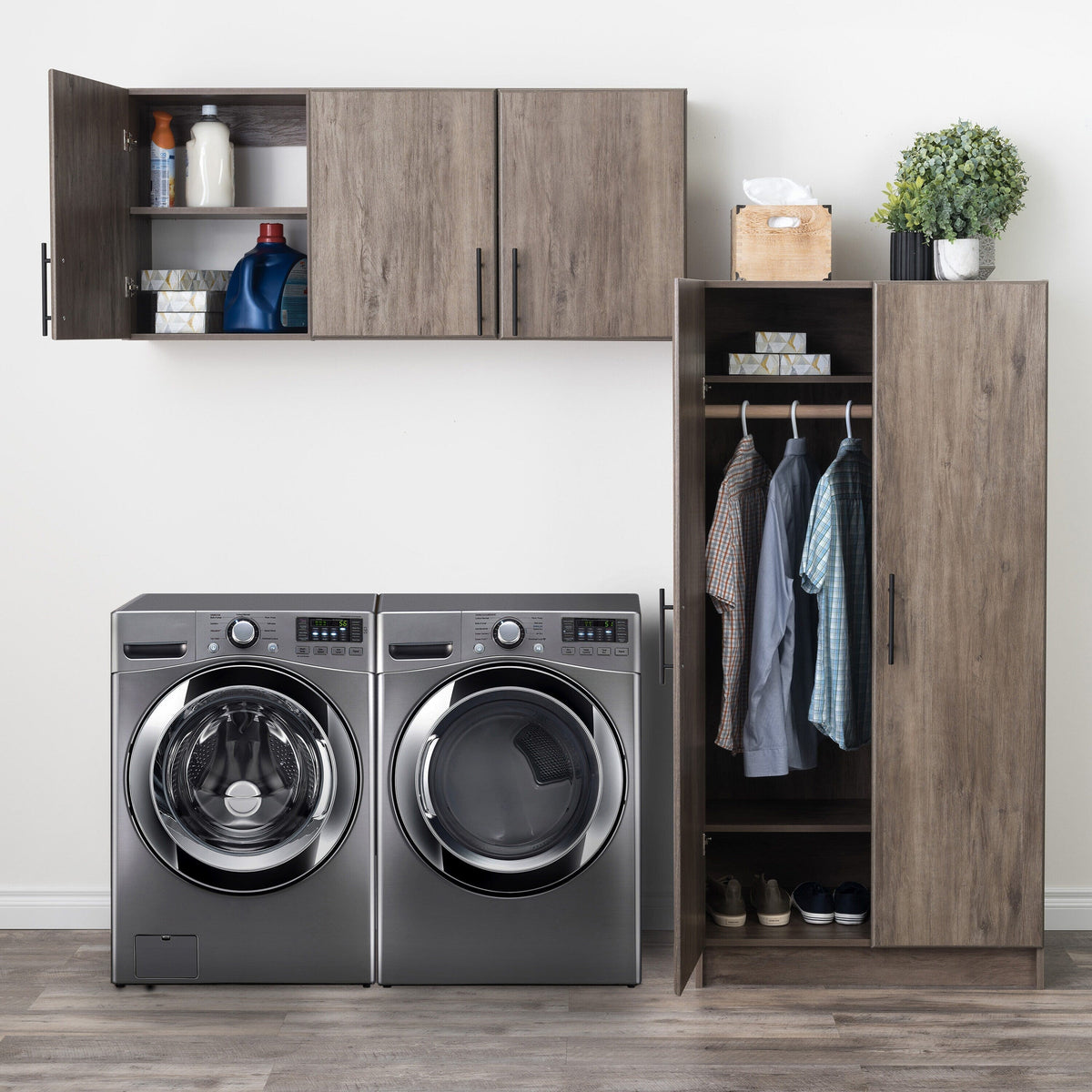 Prepac Elite 54-in W x 24-in H Wood Composite Drifted Gray Wall-mount Utility Storage Cabinet