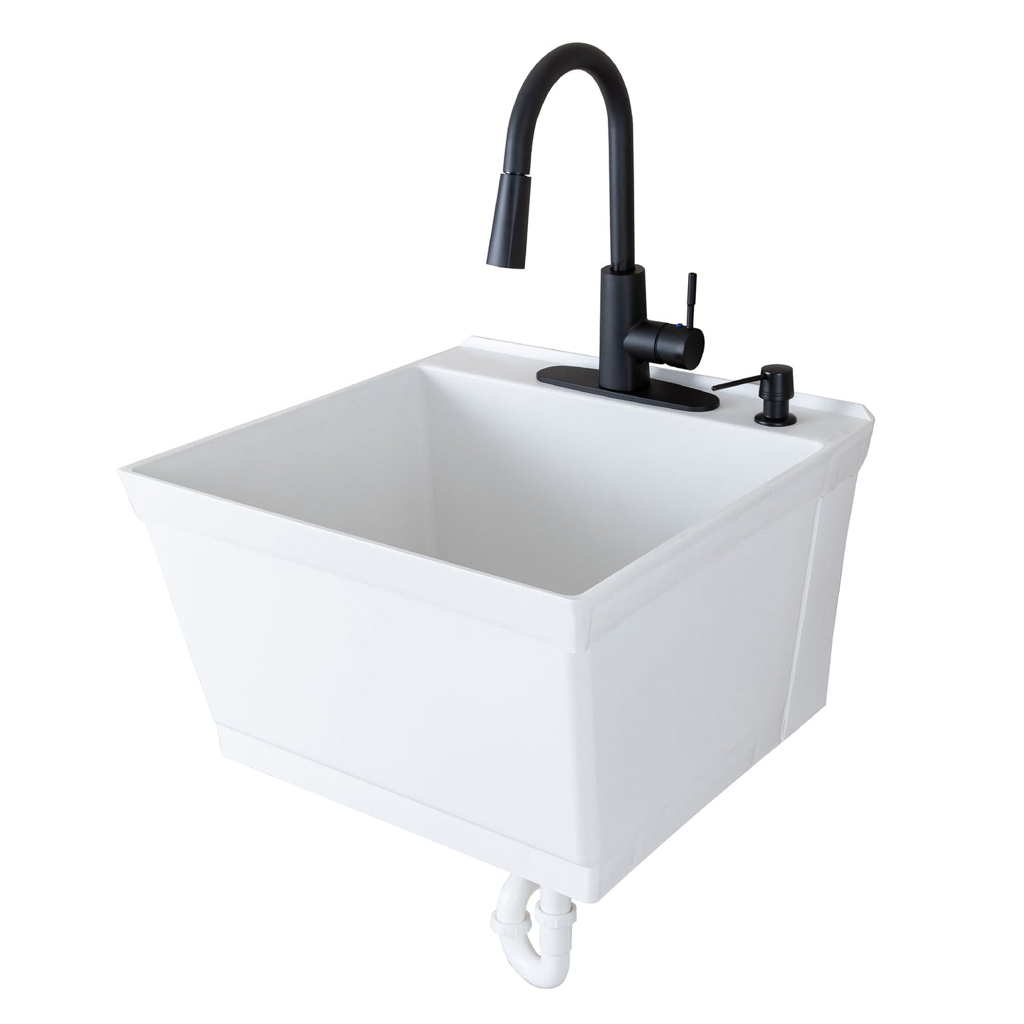 Cambridge Resources 19-Gallon White Wall Mount Utility Tub with Faucet