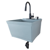 Cambridge Resources Gray Wall Mount Utility Tub with Faucet & Drain