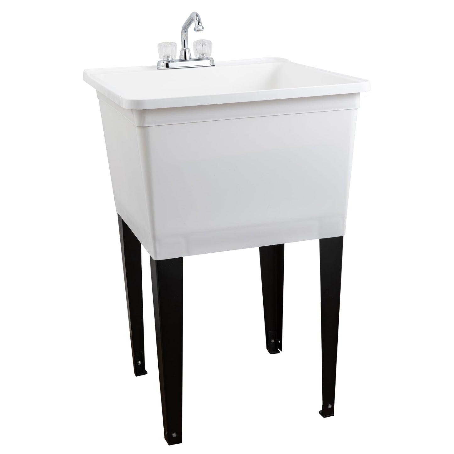Cambridge Resources White 1-Basin Utility Tub with Drain and Faucet