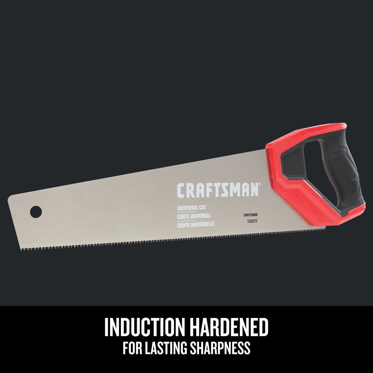CRAFTSMAN 15-in Medium Cut Hand Saw, Bi-Material Handle, Induction-Hardened Teeth