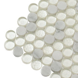 Apollo Tile White 12-in x 12-in Polished Glass; Stone Marble Penny Round Stone Look Floor and Wall Tile (4.83-sq. ft/ Carton)
