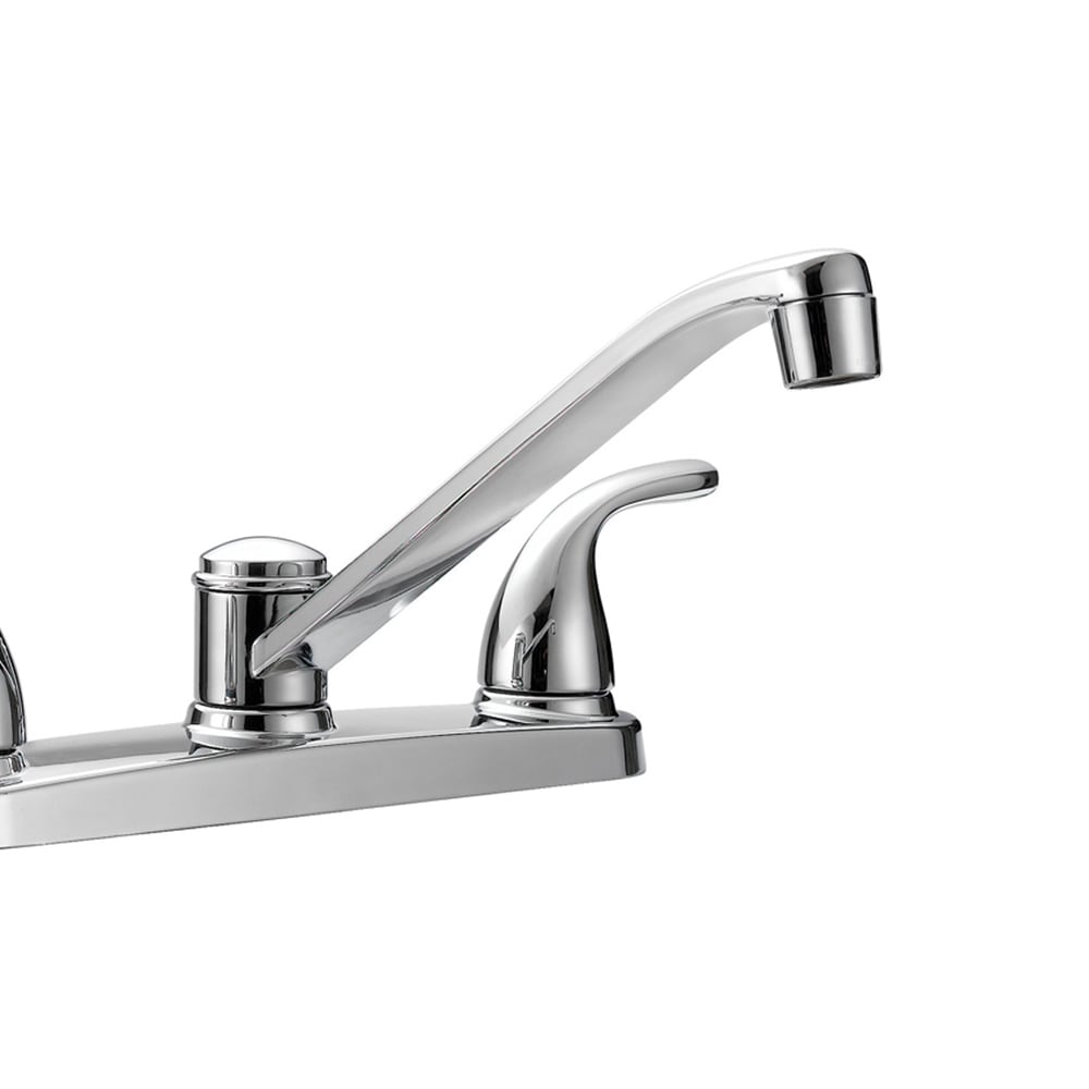 Project Source Dover Chrome 2-Handle Deck-Mount Low-Arc Kitchen Faucet with Deck Plate