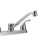 Project Source Dover Chrome 2-Handle Deck-Mount Low-Arc Kitchen Faucet with Deck Plate