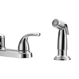 Project Source Dover Chrome 2-Handle Low-Arc Deck-Mount Kitchen Faucet with Side Sprayer and Deck Plate