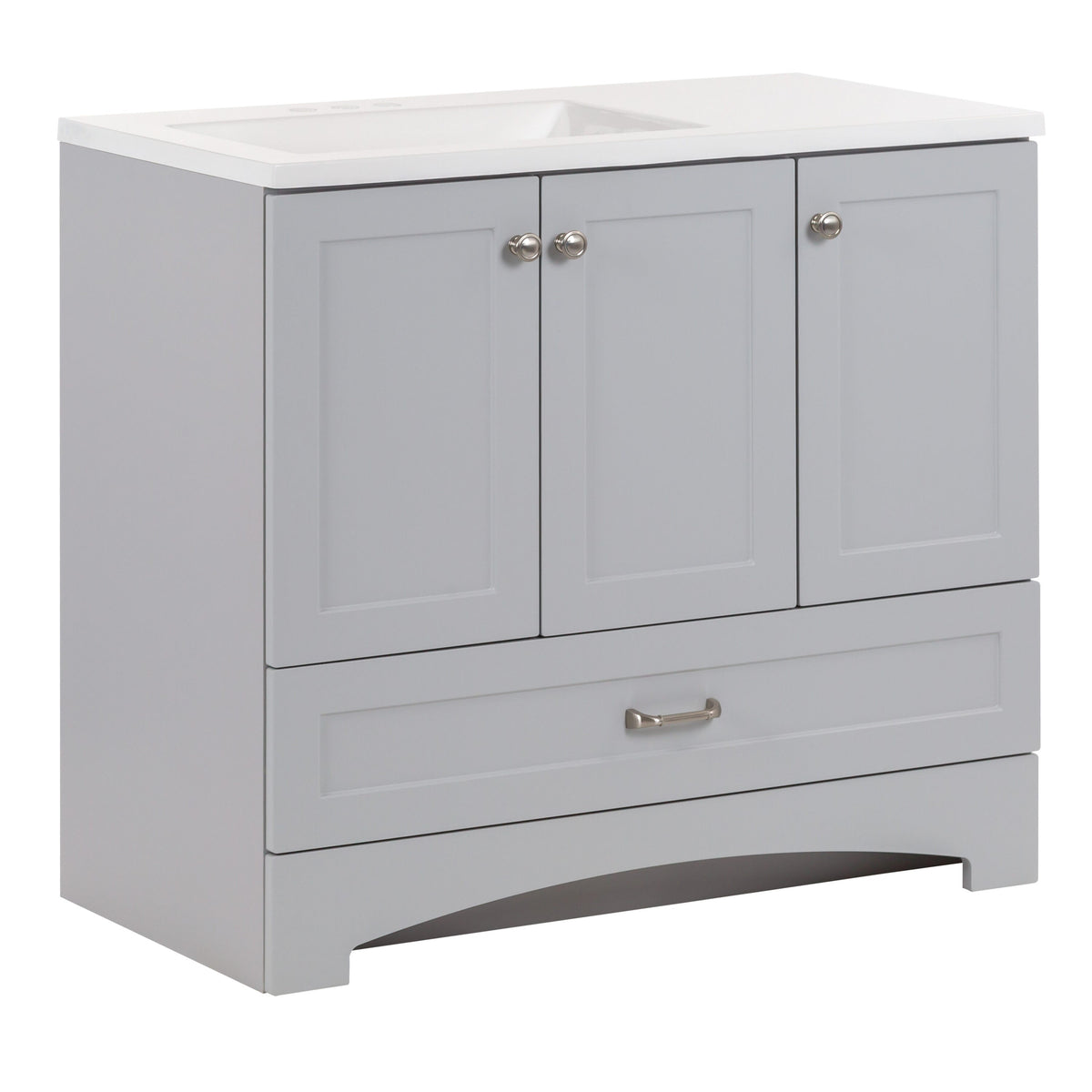 Diamond NOW Cassidy 36-in Pearl Gray Single Sink Bathroom Vanity with White Cultured Marble Top