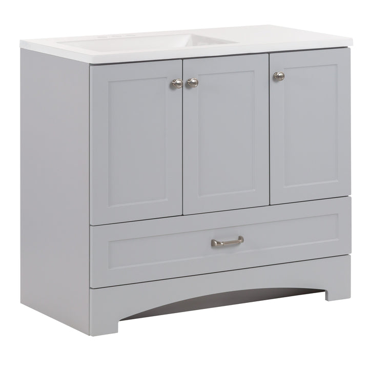 Diamond NOW Cassidy 36-in Pearl Gray Single Sink Bathroom Vanity with White Cultured Marble Top
