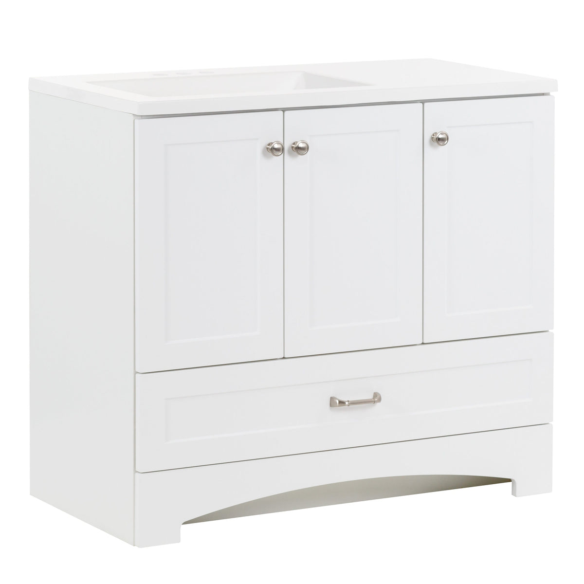 Diamond NOW Cassidy 36.5-in White Single Sink Bathroom Vanity with White Cultured Marble Top