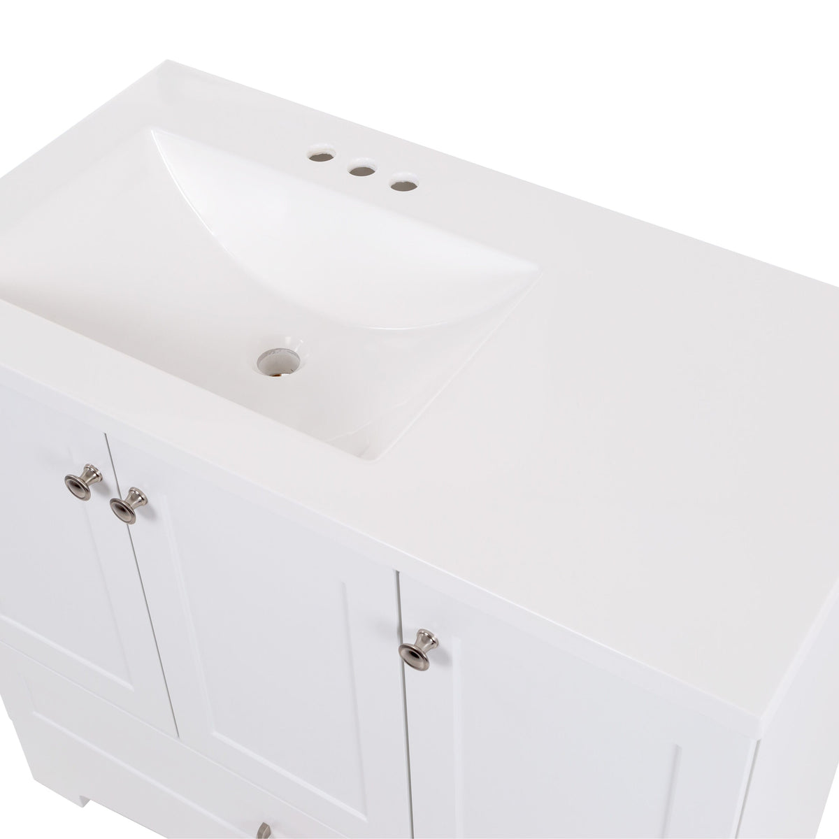 Diamond NOW Cassidy 36.5-in White Single Sink Bathroom Vanity with White Cultured Marble Top