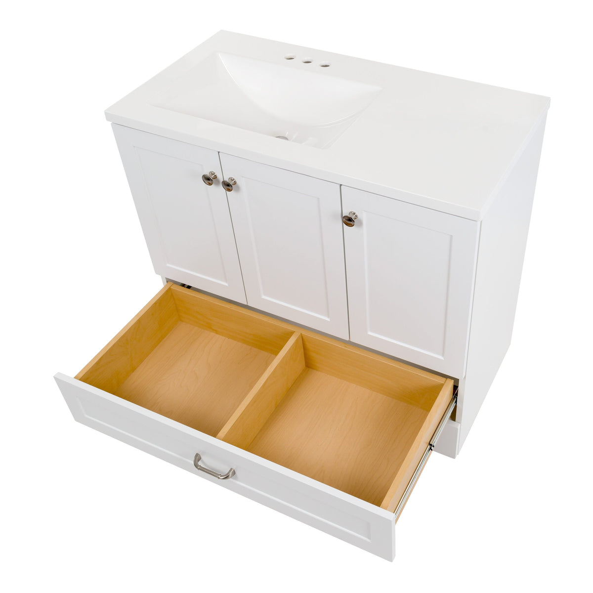Diamond NOW Cassidy 36.5-in White Single Sink Bathroom Vanity with White Cultured Marble Top