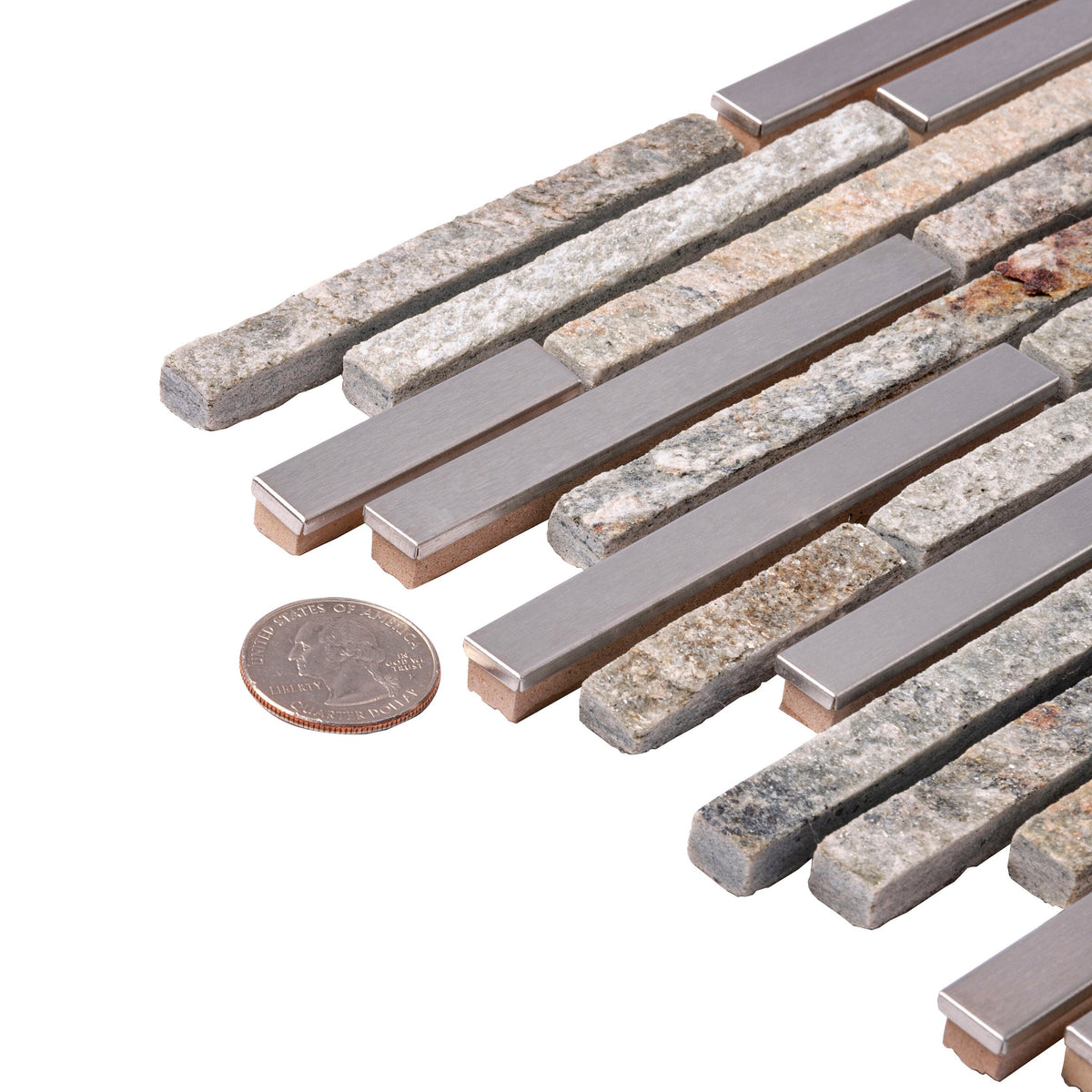 Apollo Tile (Sample) Waterfall Gray 4-in x 4-in Polished Glass/Metal/Stone Marble Linear Cement Look Wall Tile