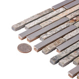 Apollo Tile Waterfall Gray 12-in x 12-in Polished Glass; Metal; Stone Travertine Linear Cement Look Wall Tile (4.83-sq. ft/ Carton)
