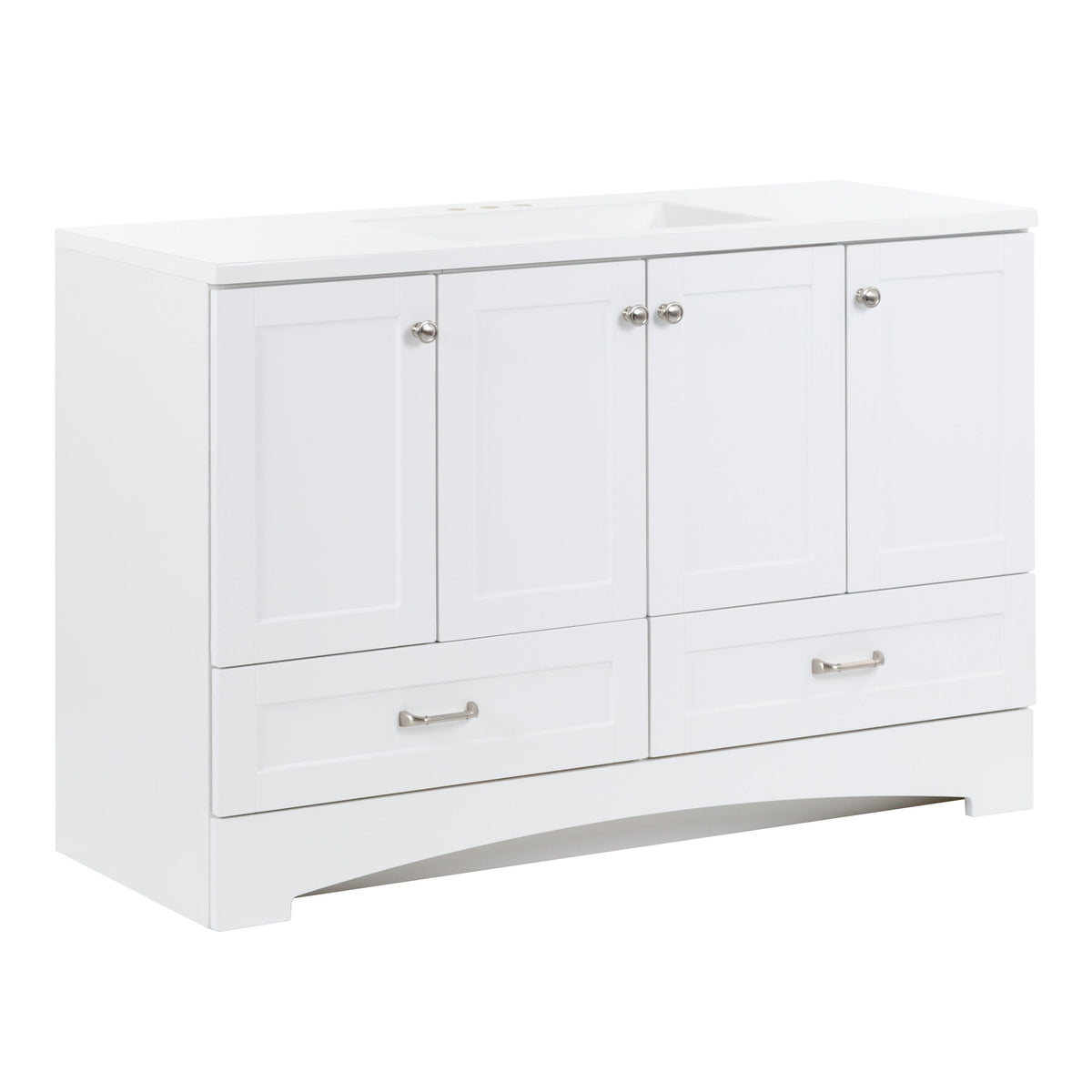 Diamond NOW Cassidy 48.5-in White Single-Sink Bathroom Vanity with White Cultured Marble Top