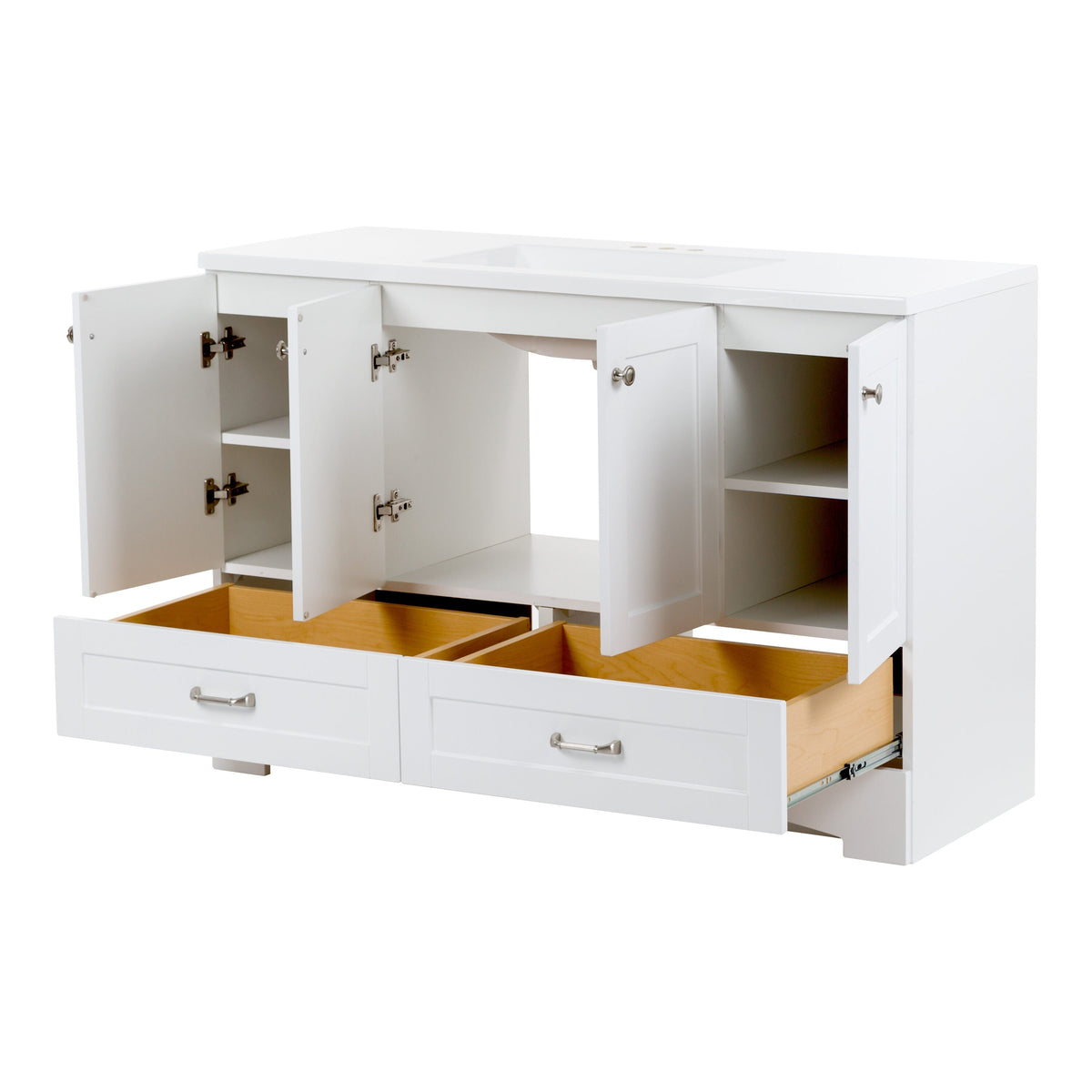 Diamond NOW Cassidy 48.5-in White Single-Sink Bathroom Vanity with White Cultured Marble Top