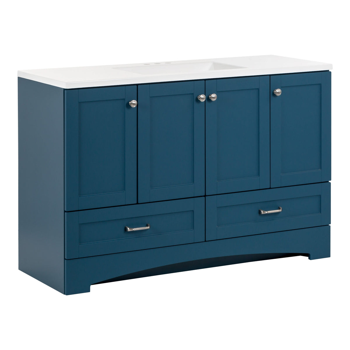 Diamond NOW Cassidy 48-in Admiral Blue Single Sink Bathroom Vanity with White Cultured Marble Top