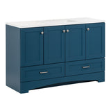 Diamond NOW Cassidy 48-in Admiral Blue Single Sink Bathroom Vanity with White Cultured Marble Top