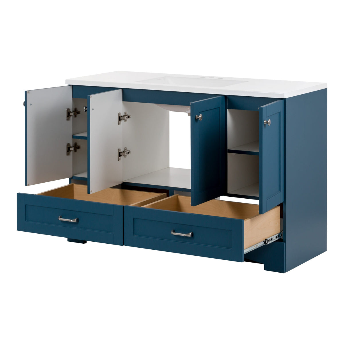 Diamond NOW Cassidy 48-in Admiral Blue Single Sink Bathroom Vanity with White Cultured Marble Top