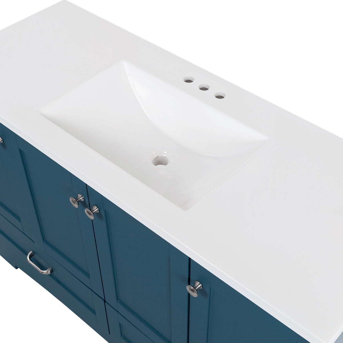 Diamond NOW Cassidy 48-in Admiral Blue Single Sink Bathroom Vanity with White Cultured Marble Top